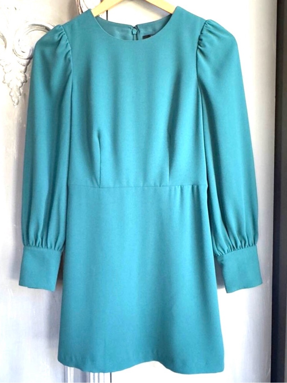 J. Crew Teal Long-Sleeve Mini Dress